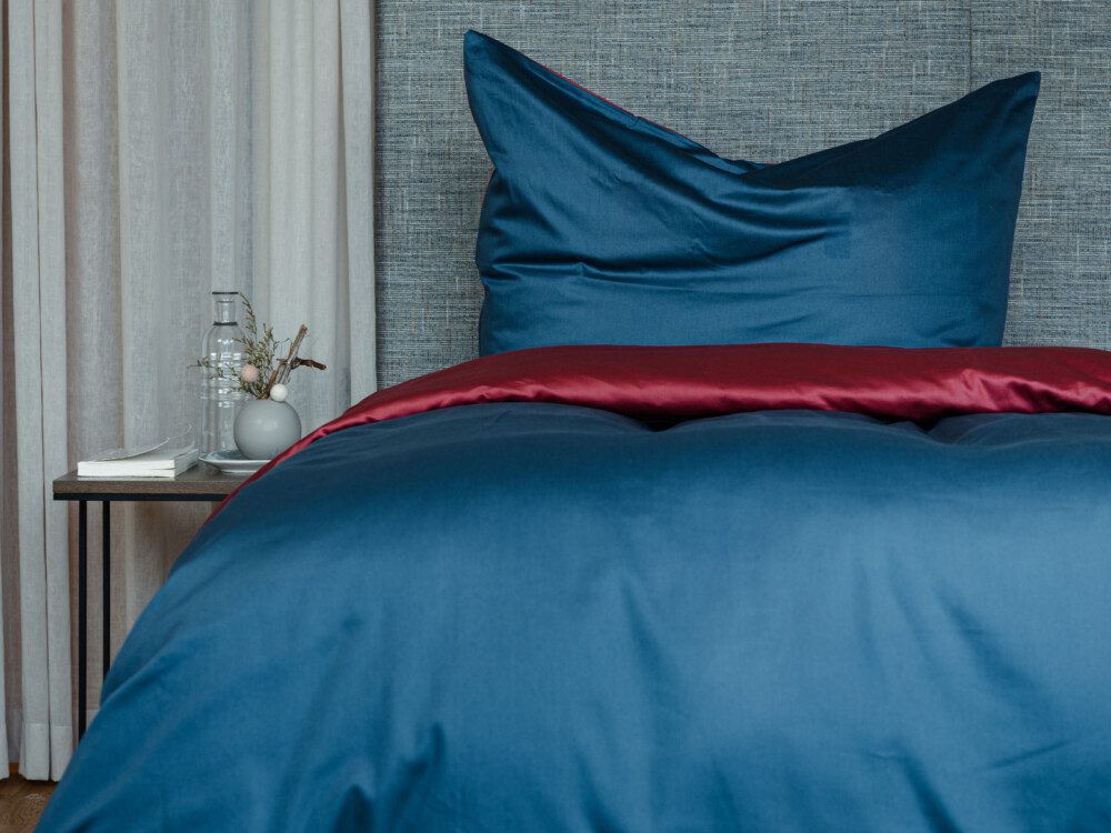 Klassik Blau Rot Cotton Bettwäsche von der Webfabrik Haslach