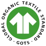 A green circle with two upward-pointing white arrows positioned side by side, resembling stylized shirts.
