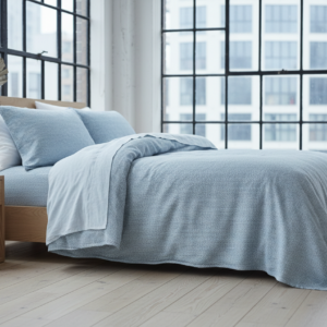 Leinen Bettwäsche Fischgrat Hellblau von Vieböck 273