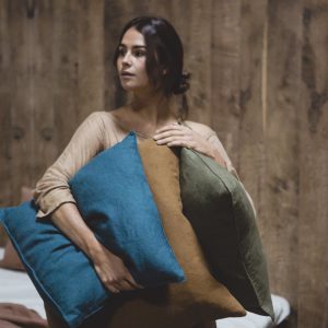 Hudson Optic White Leinen Coverlet und Kissen von Libeco