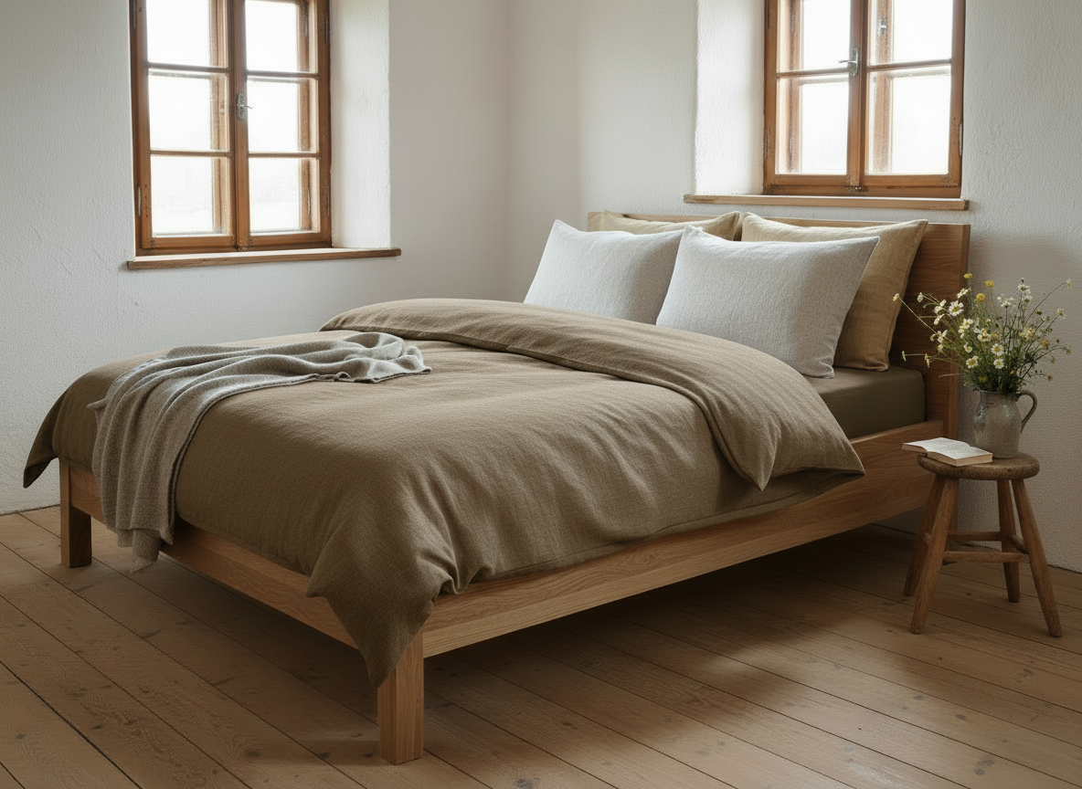 Leinen Bettwäsche Fischgrat in Natur von Vieböck 273