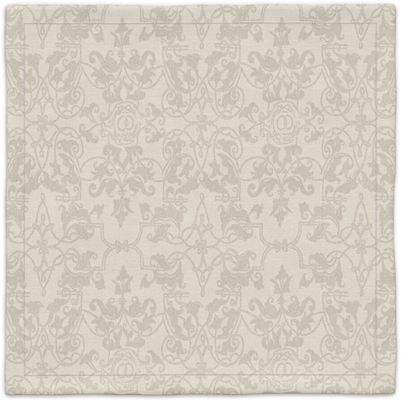 A white carpet with a pattern on it.