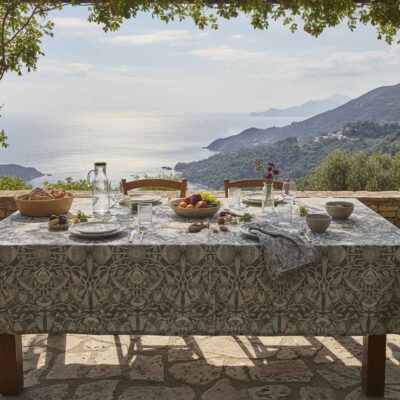 A table on a balcony