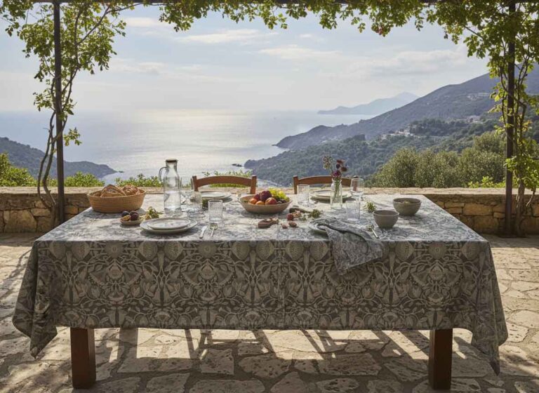 A table on a balcony