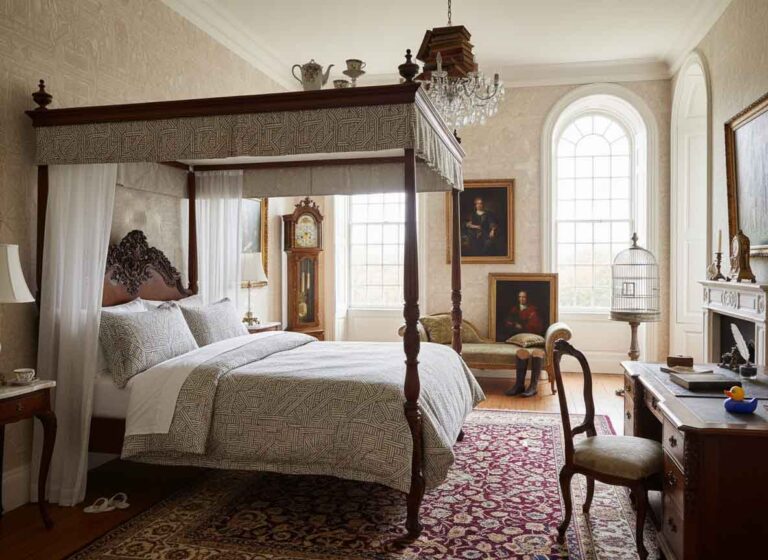 A room with a bed inside