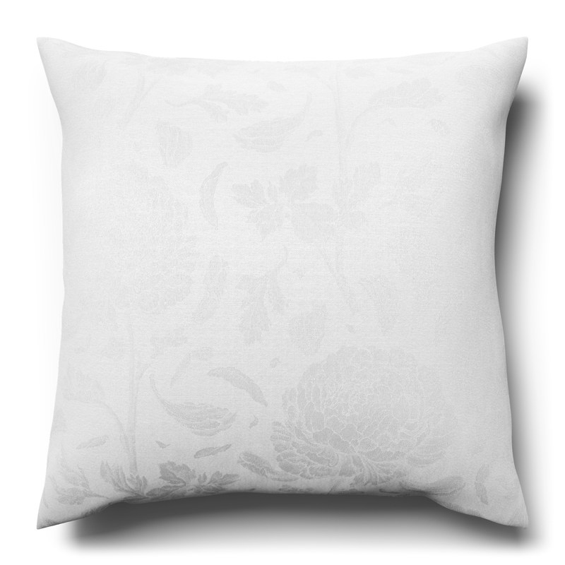 A white cushion on a white background.