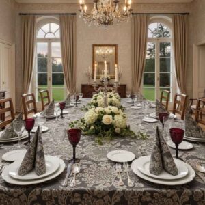 Ein festlicher Tisch mit Leinentischwäsche