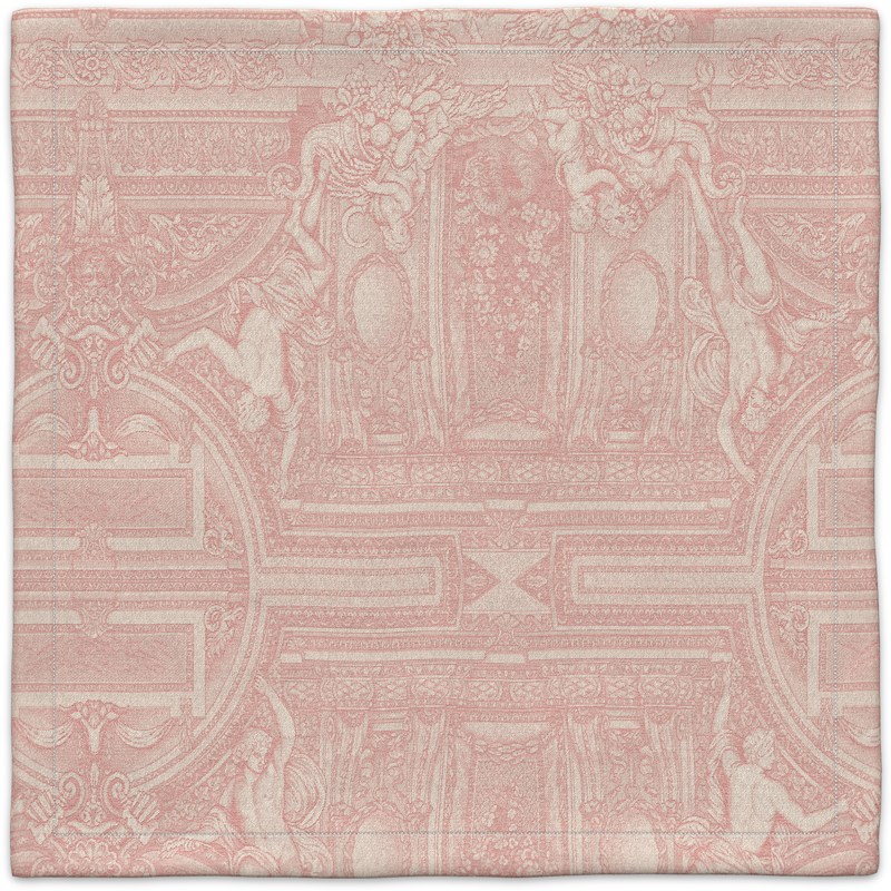 A pink and white wallpaper with a pattern on it.