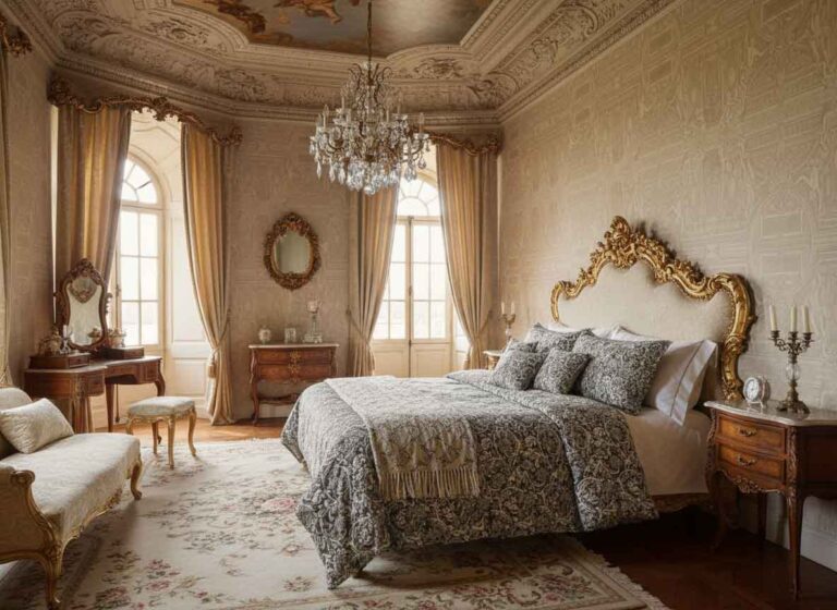 Ein Bett in einem Schloss