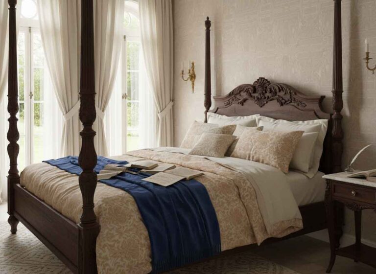 Ein Bett in einem großen Zimmer