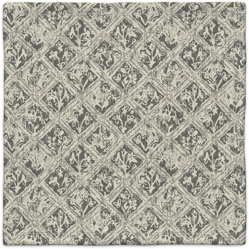 A gray and white carpet with a pattern on it.