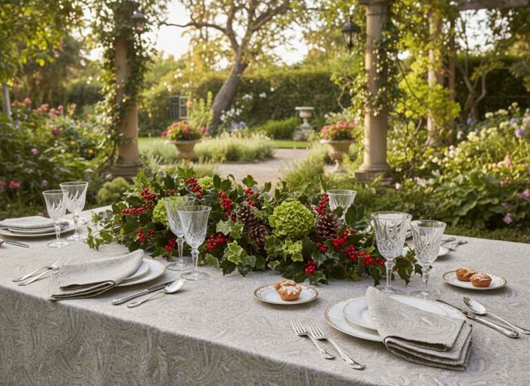 Ein Tisch in einem Garten