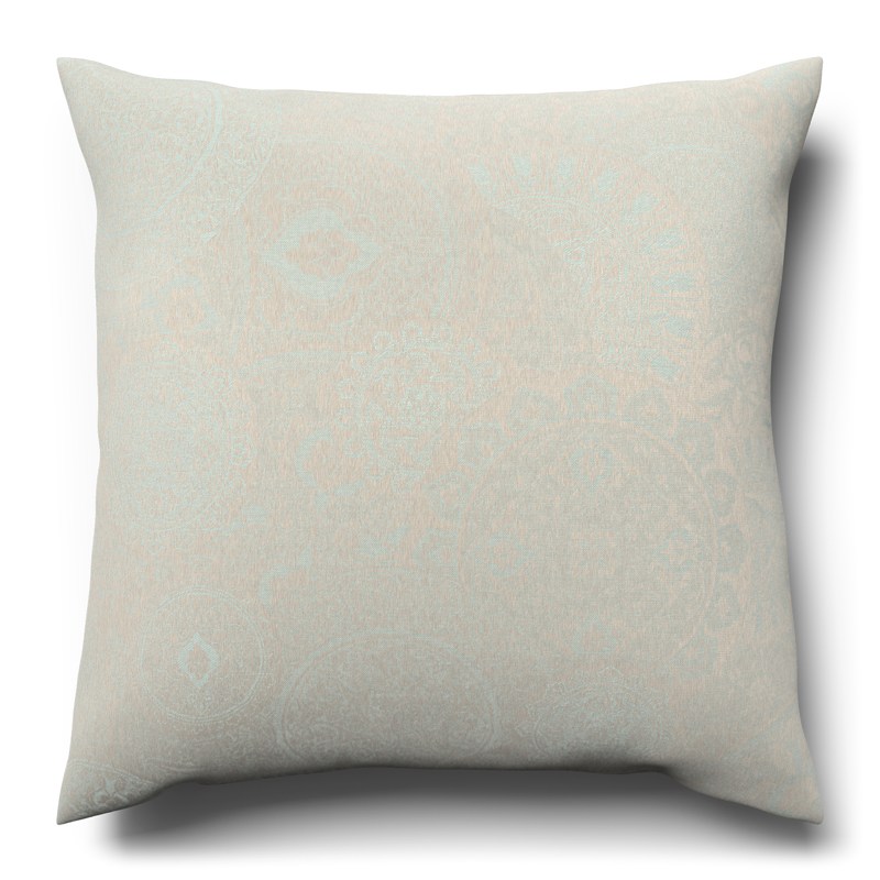 A white cushion on a white background.