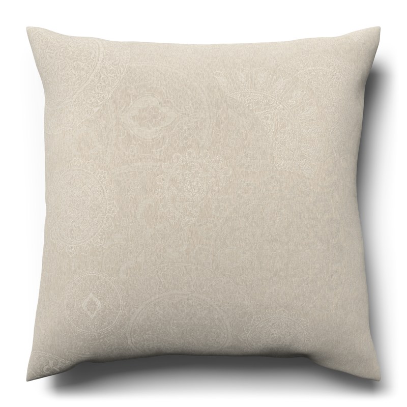 A white cushion on a white background.