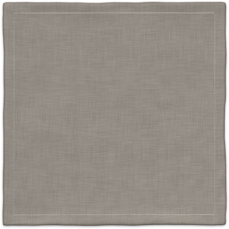 A gray placemat with a white border.