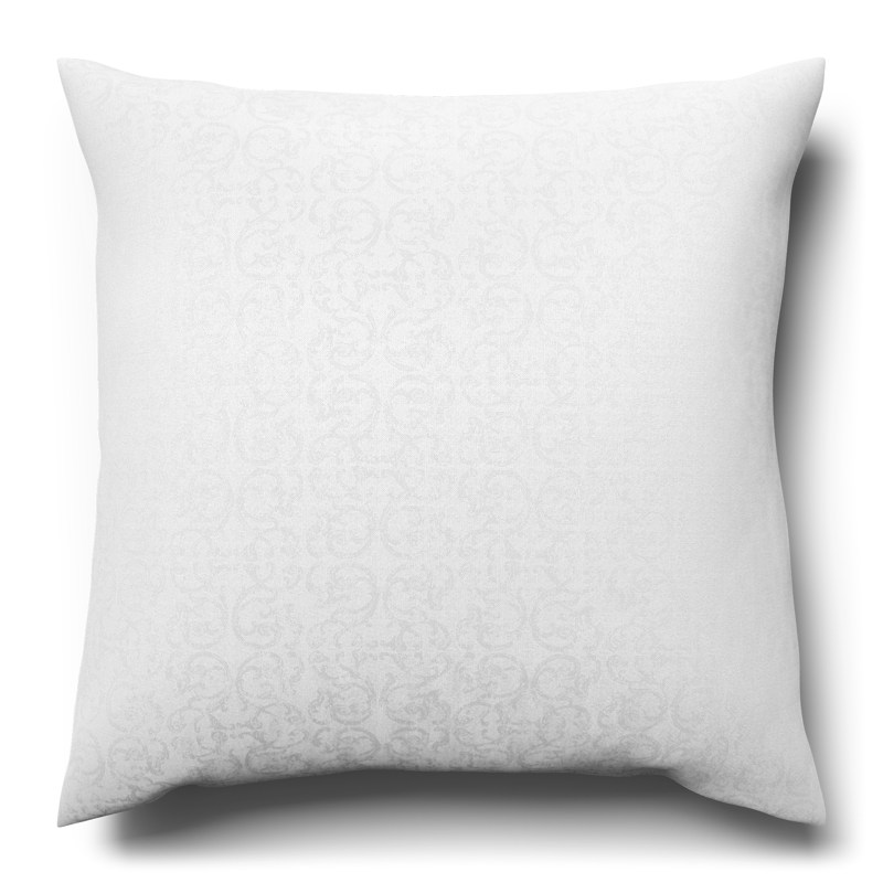 A white cushion on a white background.