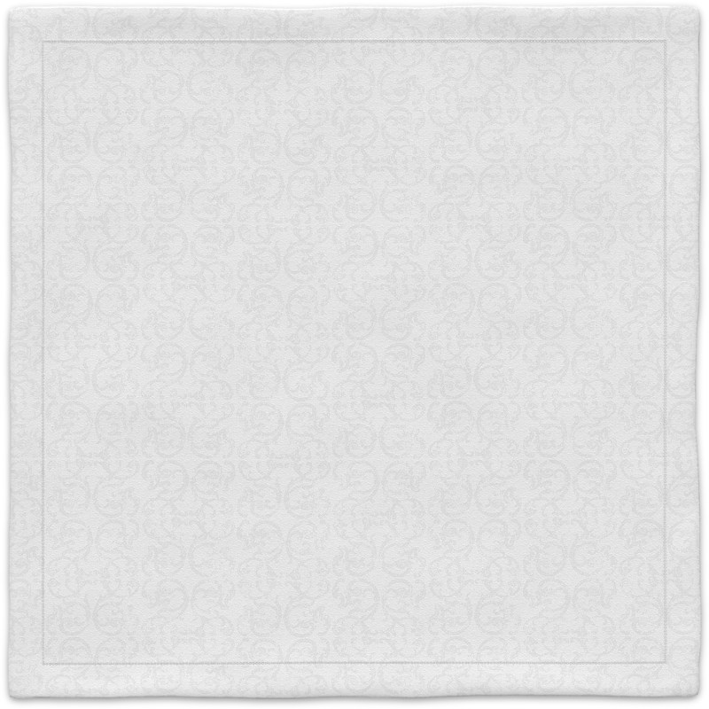 A white placemat with a pattern on it.