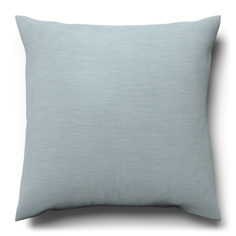 A light blue cushion on a white background.