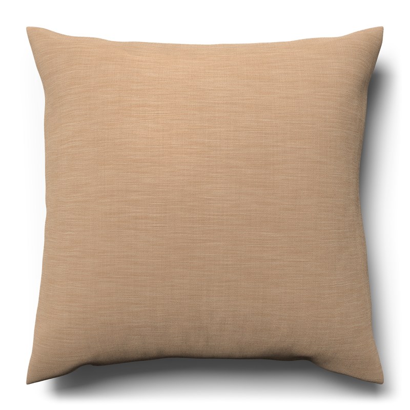 A beige cushion on a white background.