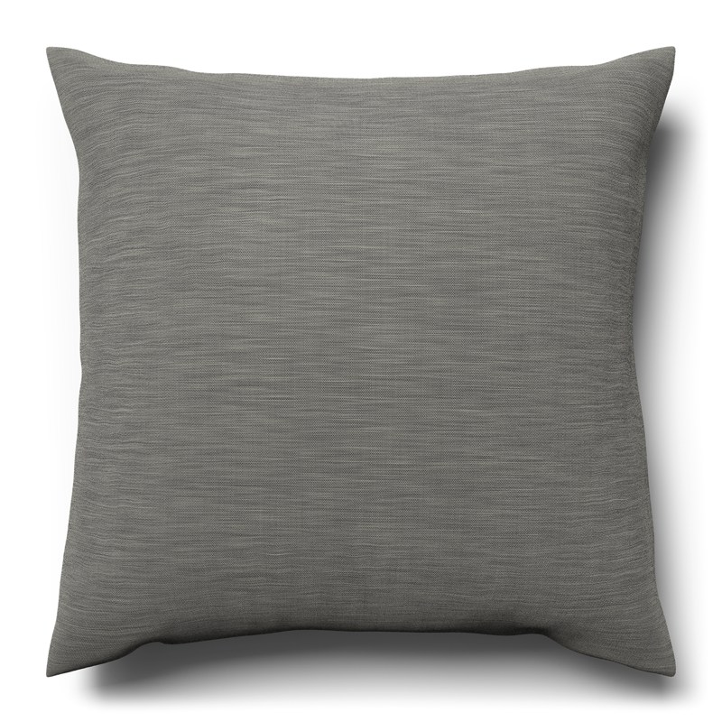 A gray cushion on a white background.
