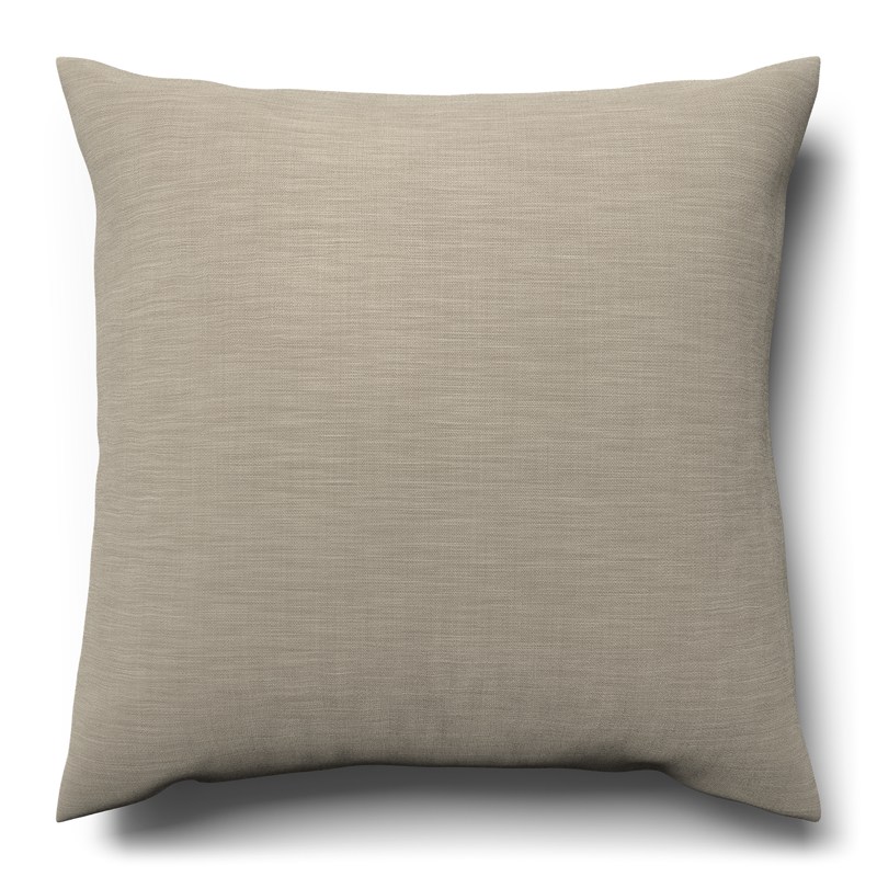 A beige cushion on a white background.