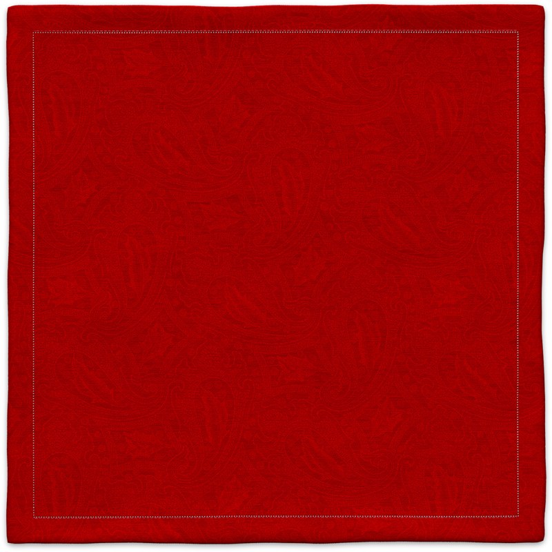 A red carpet with a white border.