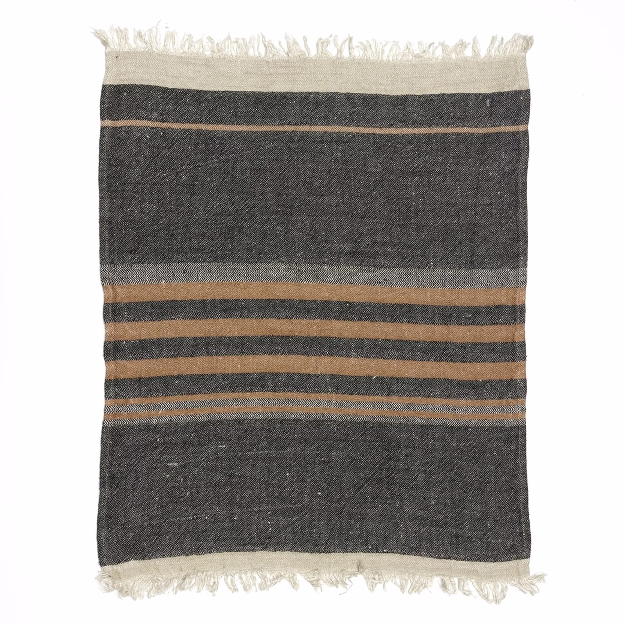 Black Stripe - Reines Leinen Handtuch von Libeco