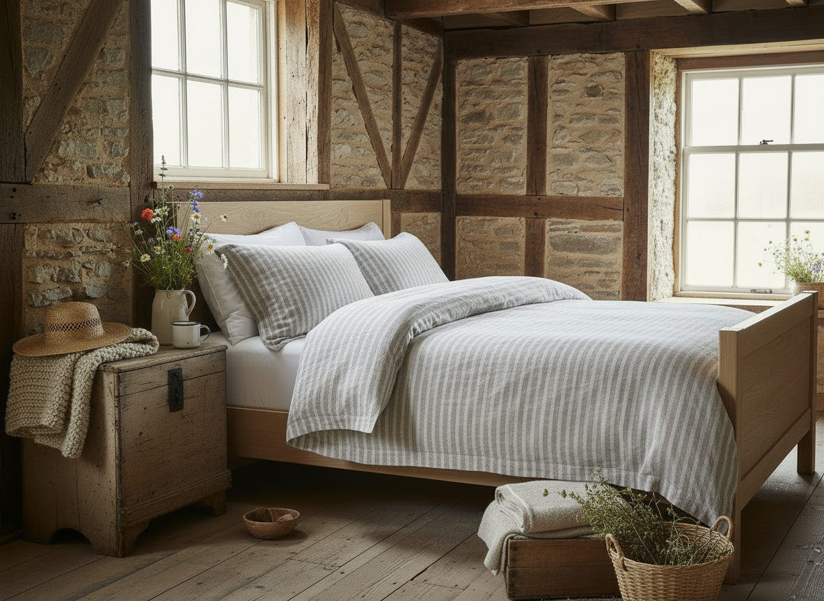 Organic linen bed linen with stripes from Vieböck 268ö