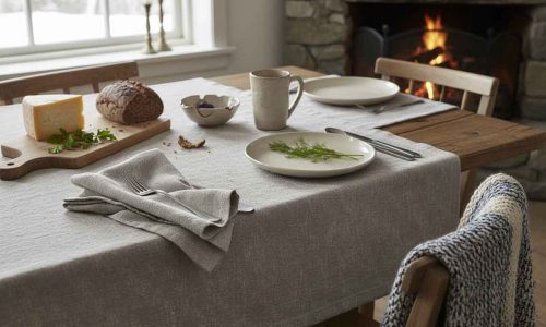 Ein Tisch mit Besteck