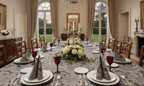 Ein festlicher Tisch mit Leinentischwäsche