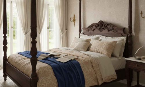 Ein Bett in einem großen Zimmer